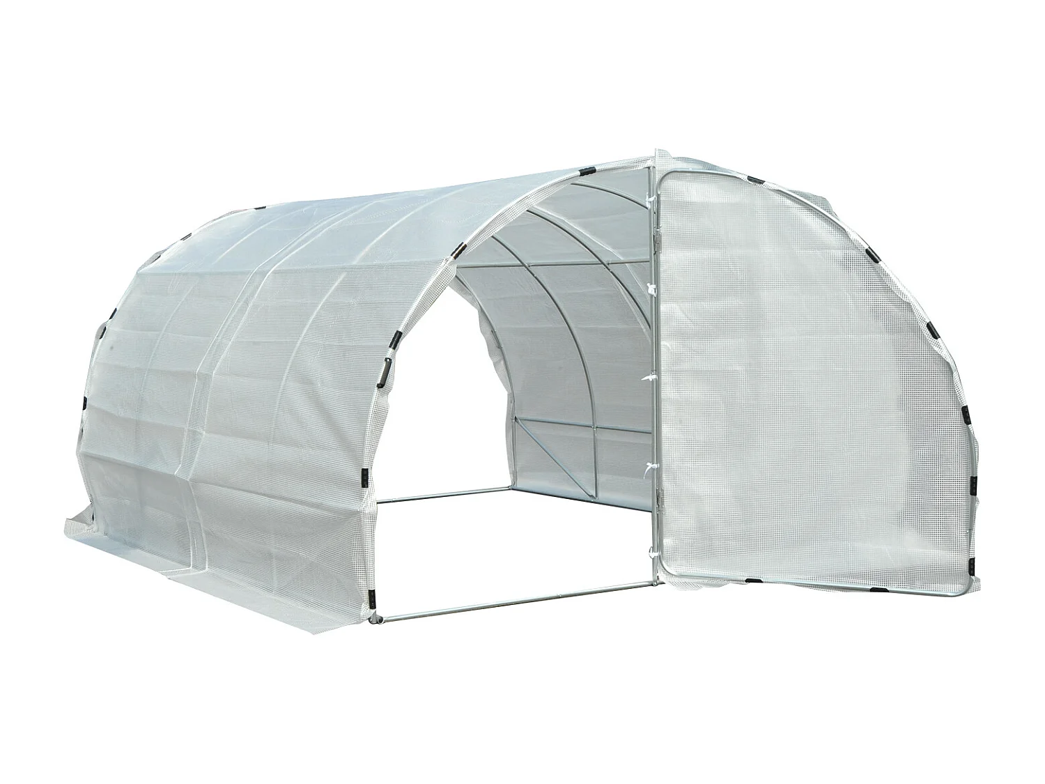 Serre de jardin tunnel surface sol 12 m² 4L x 3l x 2H m châssis tubulaire renforcé 25 mm double porte avec poignées blanc