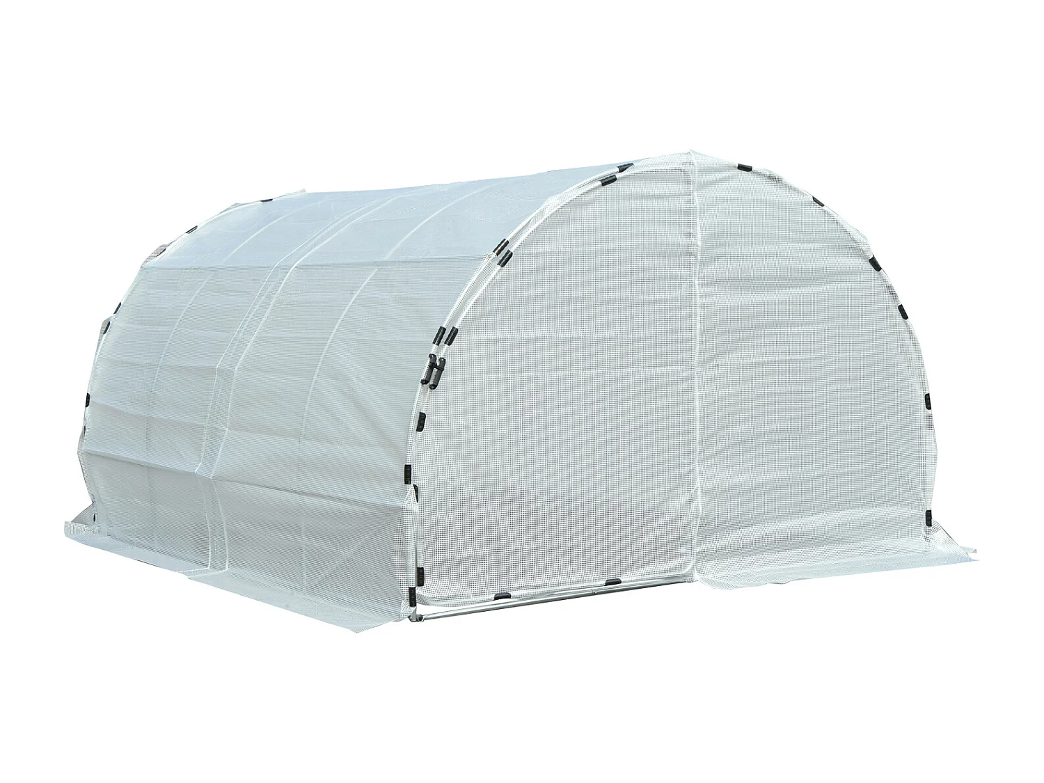 Serre de jardin tunnel surface sol 12 m² 4L x 3l x 2H m châssis tubulaire renforcé 25 mm double porte avec poignées blanc