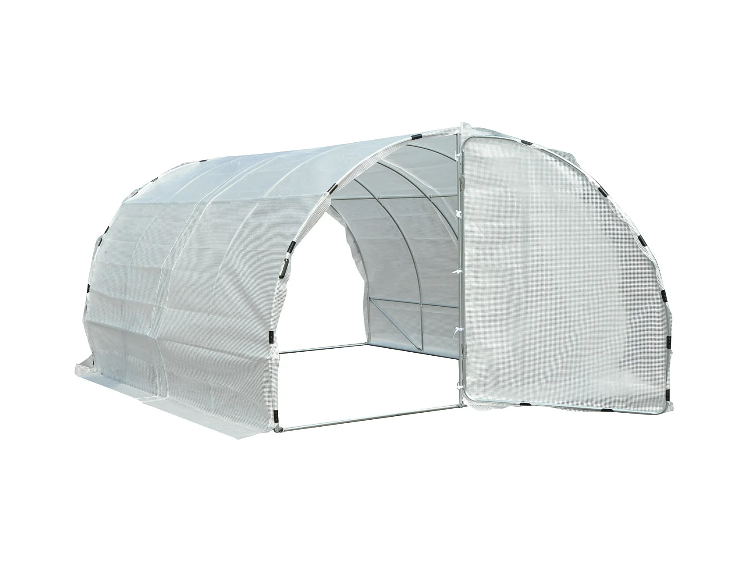 Serre de jardin tunnel surface sol 12 m² 4L x 3l x 2H m châssis tubulaire renforcé 25 mm double porte avec poignées blanc
