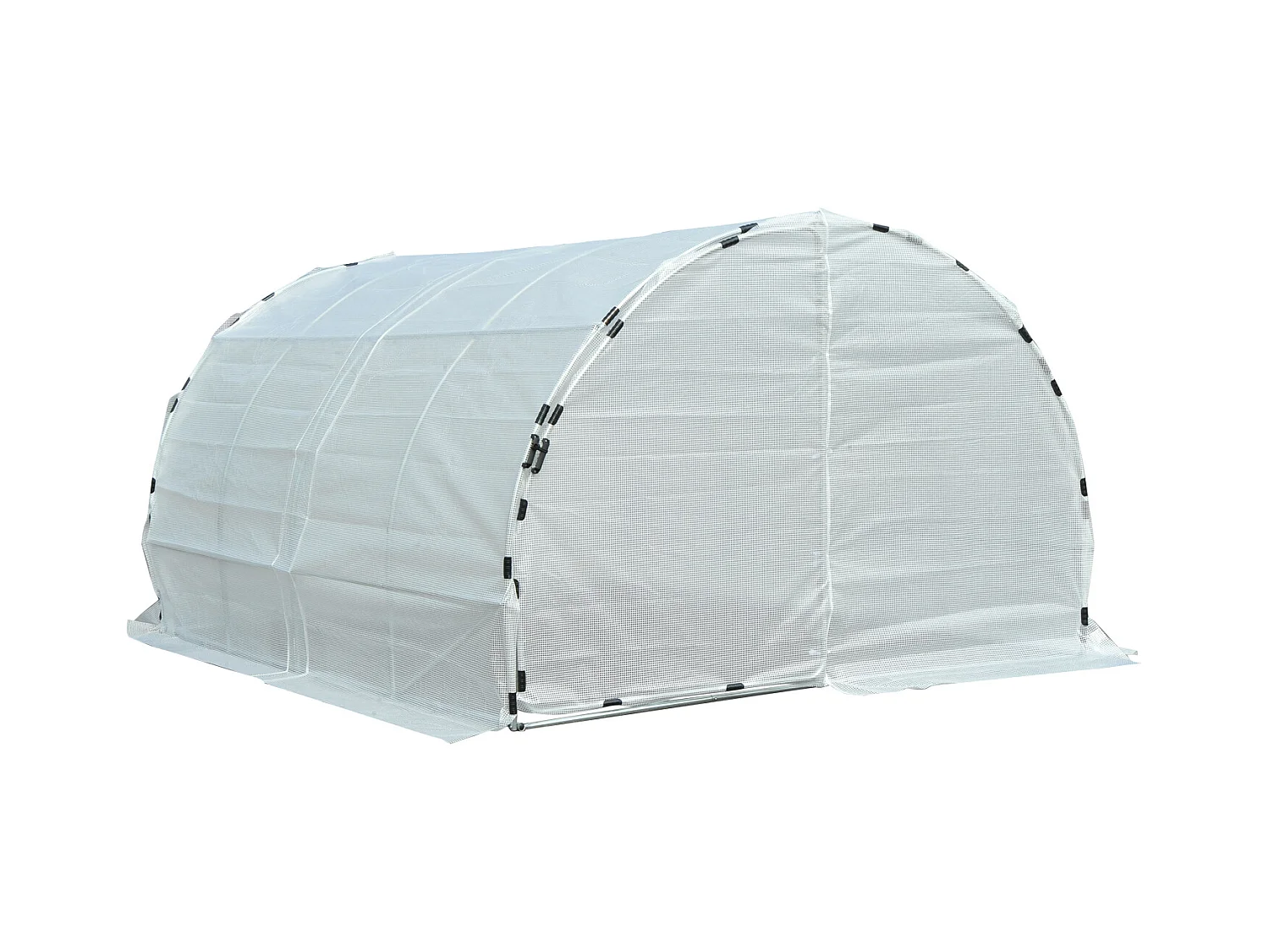 Serre de jardin tunnel surface sol 12 m² 4L x 3l x 2H m châssis tubulaire renforcé 25 mm double porte avec poignées blanc