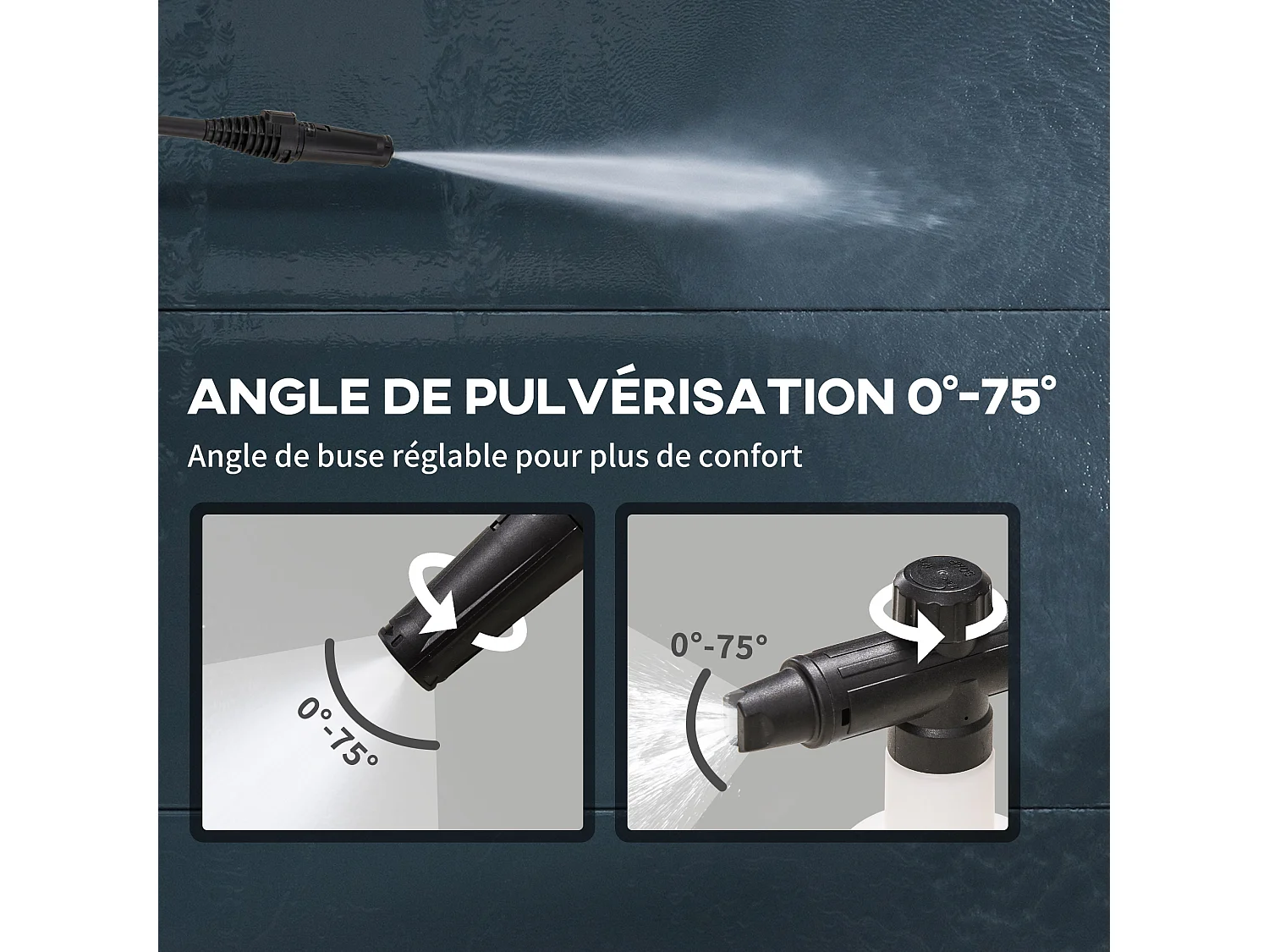 Nettoyeur haute pression 1800 W - 150 bars max. - 510 l/h max. - 2 roues - PP bleu noir