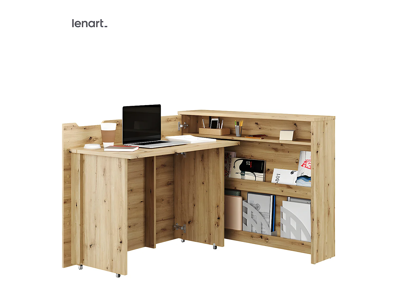 Lenart Bureau extensible avec rangement WORK CONCEPT CW01 L Gauche 115 cm chêne artisan