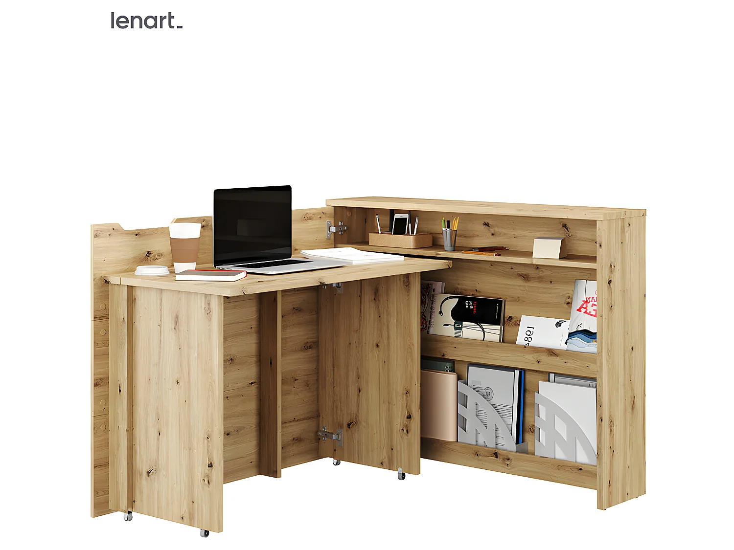 Lenart Bureau extensible avec rangement WORK CONCEPT CW01 L Gauche 115 cm chêne artisan