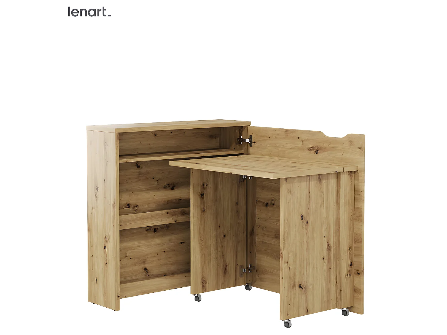 Lenart Uitschuifbaar bureau met opbergruimte WORK CONCEPT SLIM CW02 P Rechts 90 cm ambachtelijk eiken