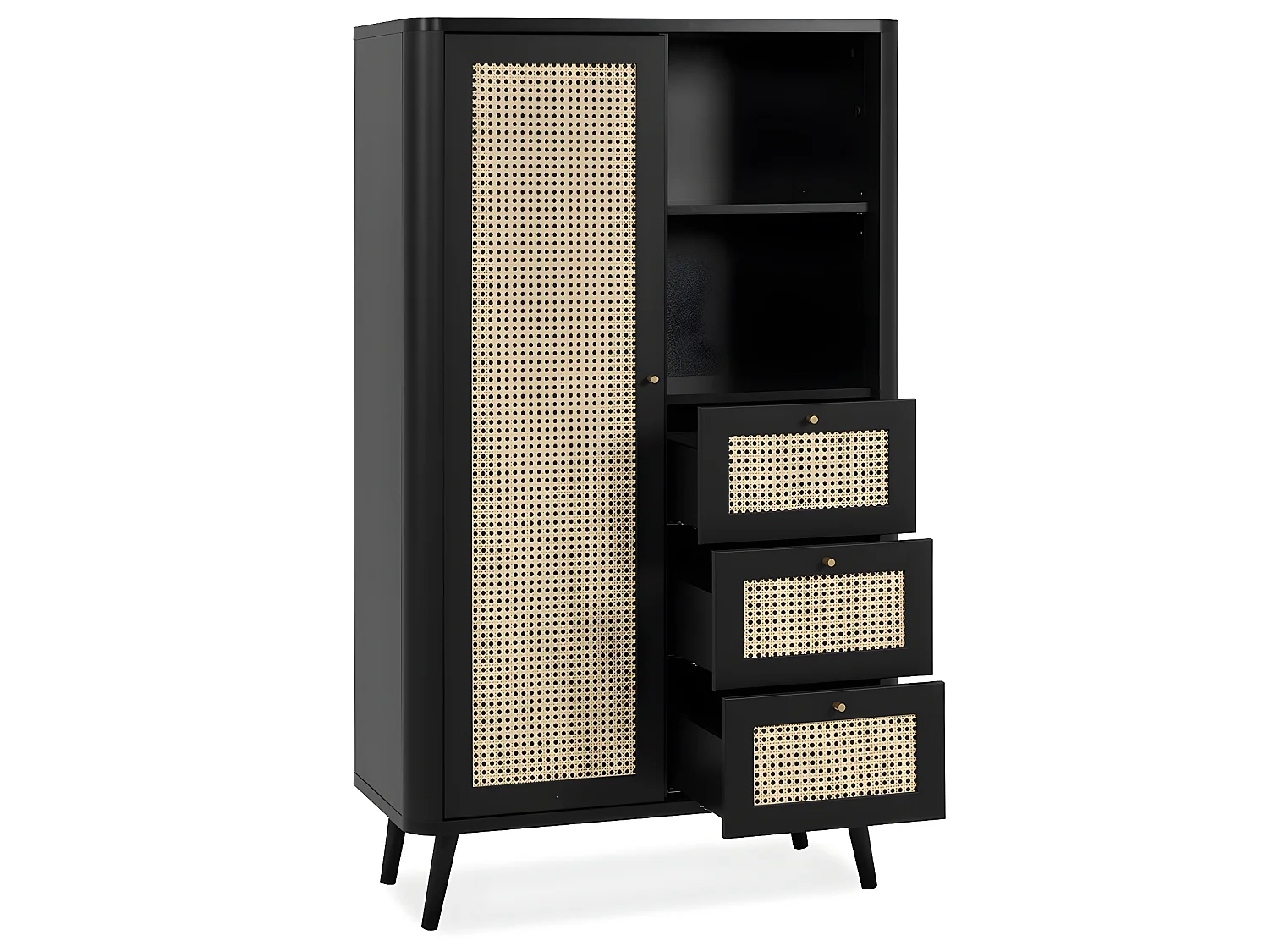 Comò alto a 1 anta e 3 cassetti KUTA - H141 cm