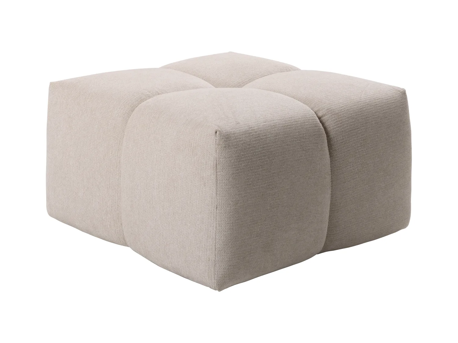 Puf cuadrado de tela beige TRIMALDI
