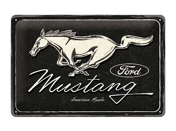 Plaque décorative en métal en relief 30 x 20 cm Ford Mustang - Horse Logo