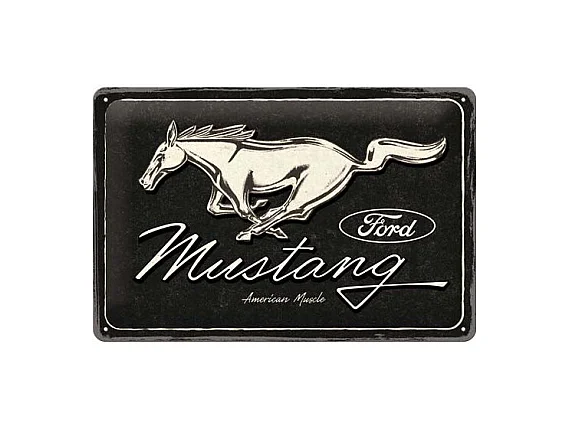 Plaque décorative en métal en relief 30 x 20 cm Ford Mustang - Horse Logo