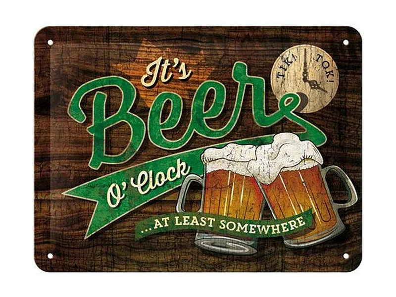Plaque décorative en métal en relief 20 x 15 cm Beer O' Clock Glasses