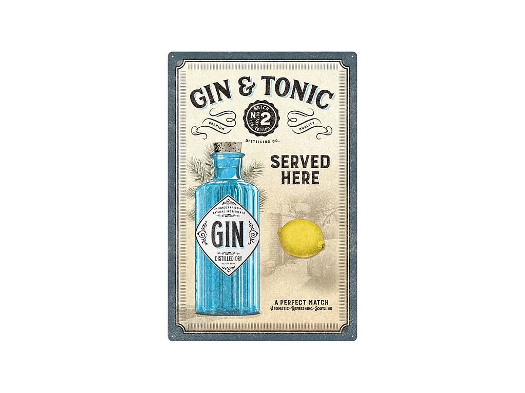 Plaque décorative en métal en relief 40 x 60 cm Gin & Tonic