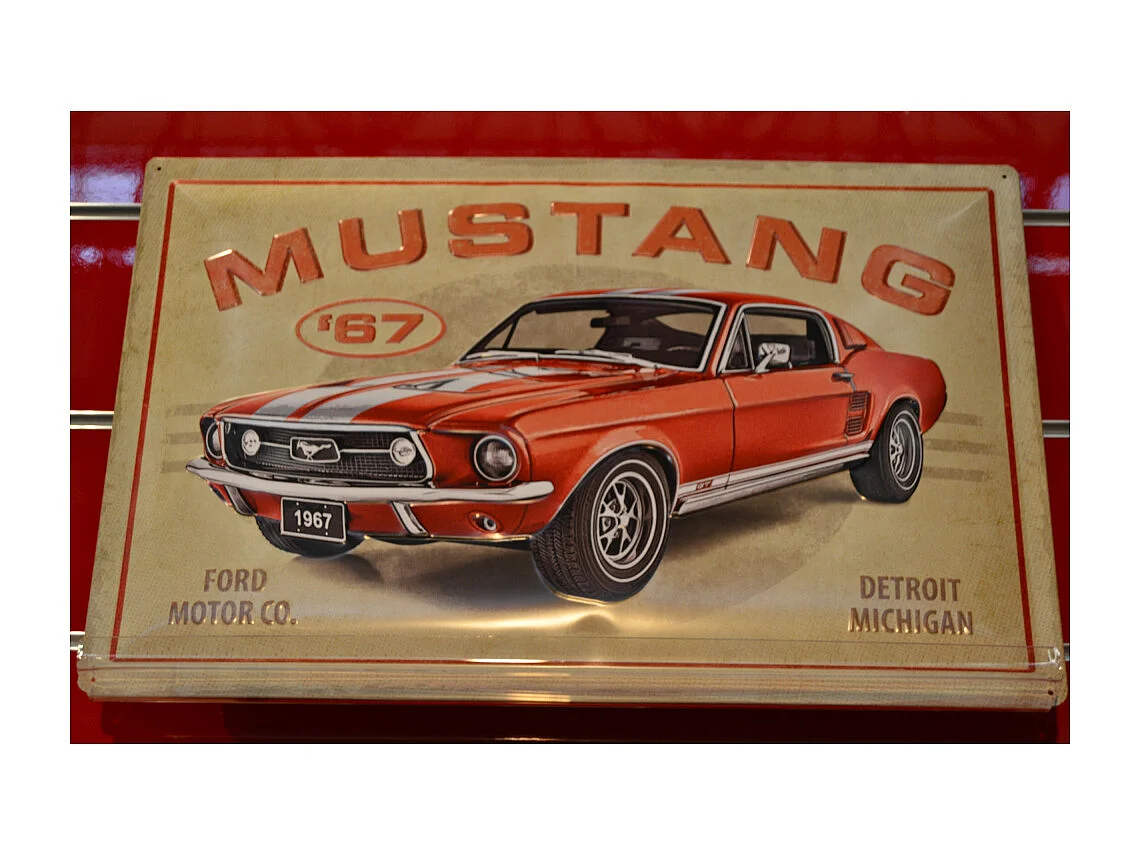 Plaque décorative en métal en relief 40 x 60 cm Ford Mustang GT 1967
