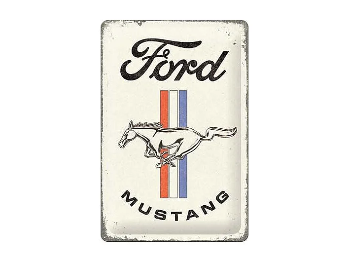 Plaque décorative en métal en relief 30 x 20 cm Ford Mustang - Horse & Stripes