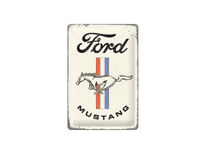 Plaque décorative en métal en relief 30 x 20 cm Ford Mustang - Horse & Stripes