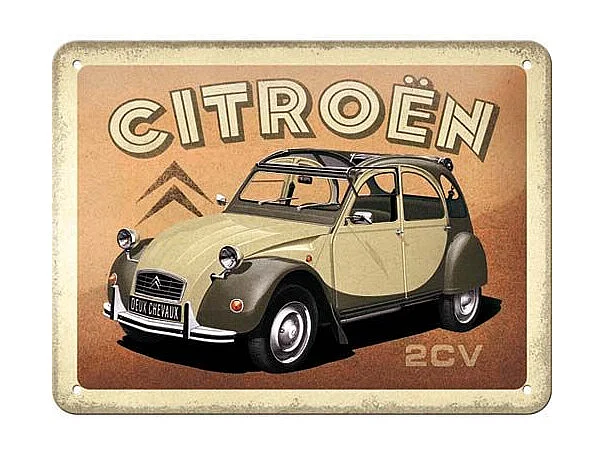Plaque décorative en métal en relief 20 x 15 cm Citroën - 2CV