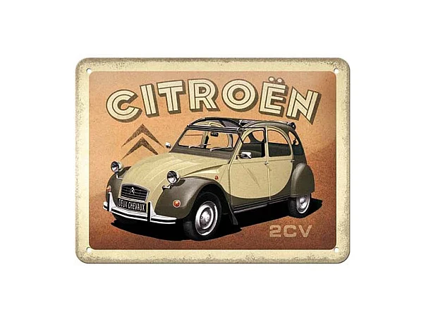 Plaque décorative en métal en relief 20 x 15 cm Citroën - 2CV