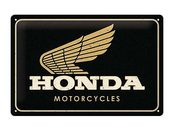 Plaque décorative en métal en relief 30 x 20 cm Honda MC - Motorcycles Gold