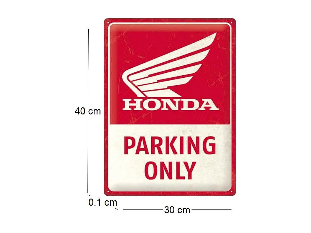 Plaque décorative en métal en relief 40 x 30 cm Honda MC - Parking Only