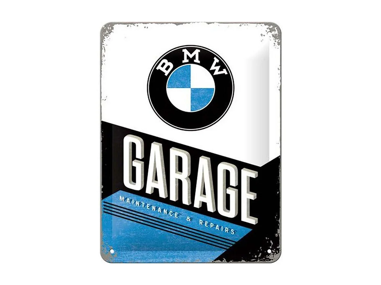Plaque décorative en métal en relief 20 x 15 cm BMW - Garage