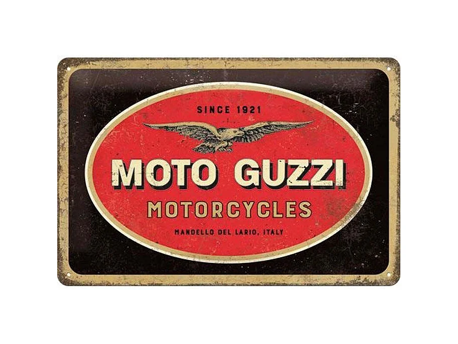 Plaque décorative en métal en relief 30 x 20 cm Moto Guzzi - Logo