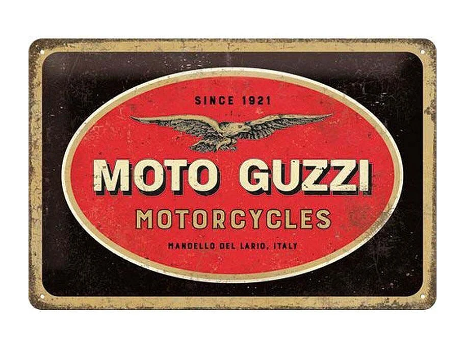 Plaque décorative en métal en relief 30 x 20 cm Moto Guzzi - Logo