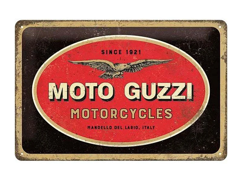 Plaque décorative en métal en relief 30 x 20 cm Moto Guzzi - Logo