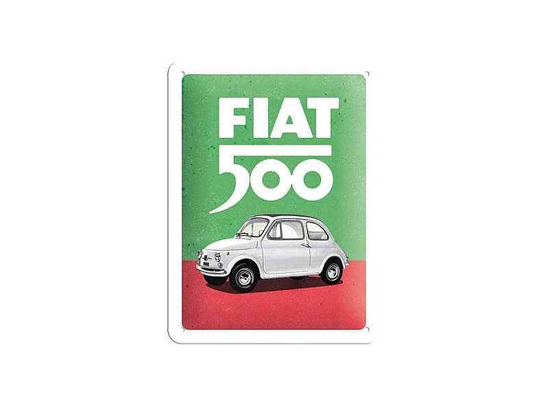 Plaque décorative en métal en relief 20 x 15 cm Fiat 500 - Italian Colours