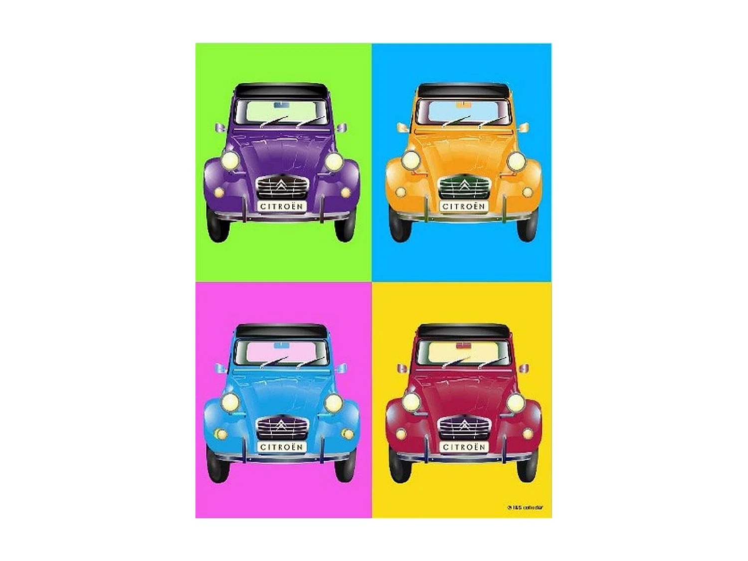 Plaque décorative en métal en relief 40 x 30 cm Citroën 2CV Wahrol