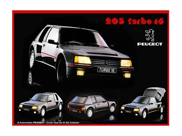 Plaque décorative en métal en relief 40 x 30 cm Peugeot 205 Turbo 16