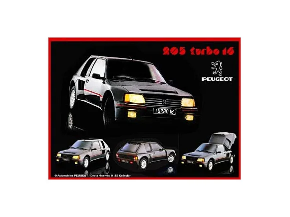 Plaque décorative en métal en relief 40 x 30 cm Peugeot 205 Turbo 16