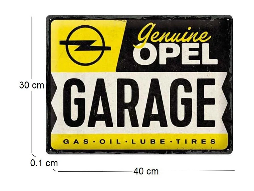 Plaque décorative en métal en relief 40 x 30 cm Opel - Garage