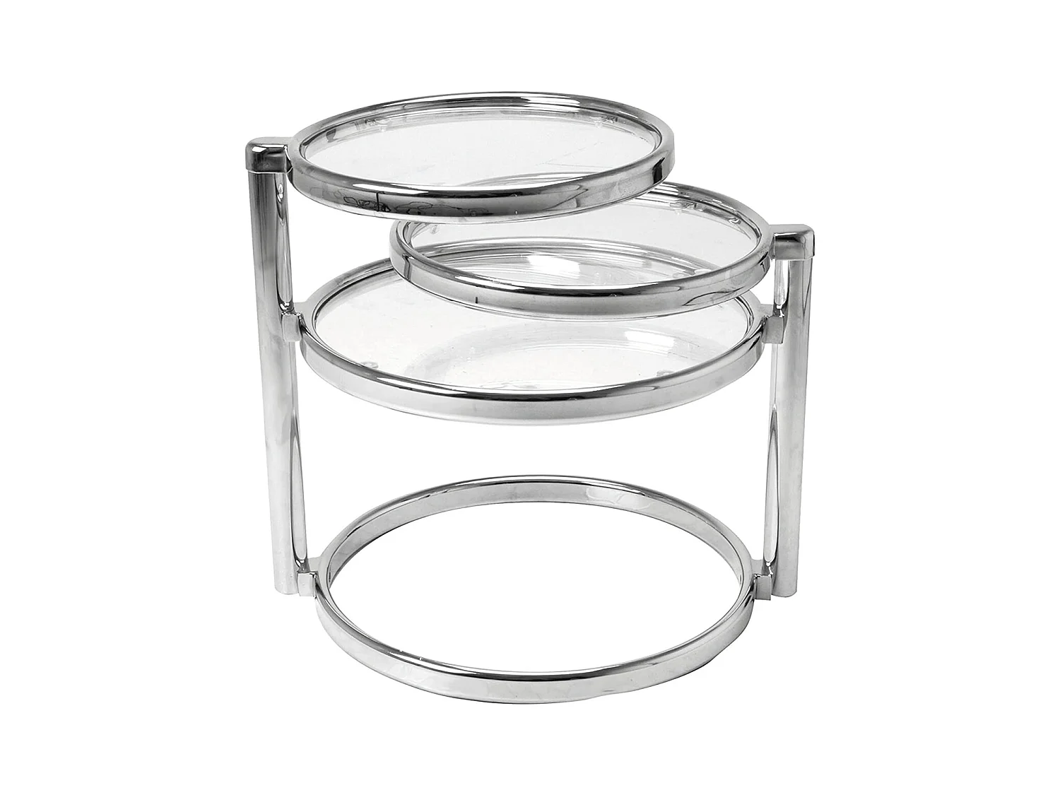 Table basse plateaux pivotants en verre 3 plateaux