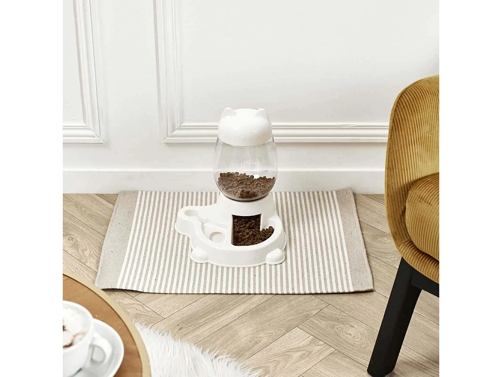 Distributeur Eau Et Croquette Pour Animaux Blanc