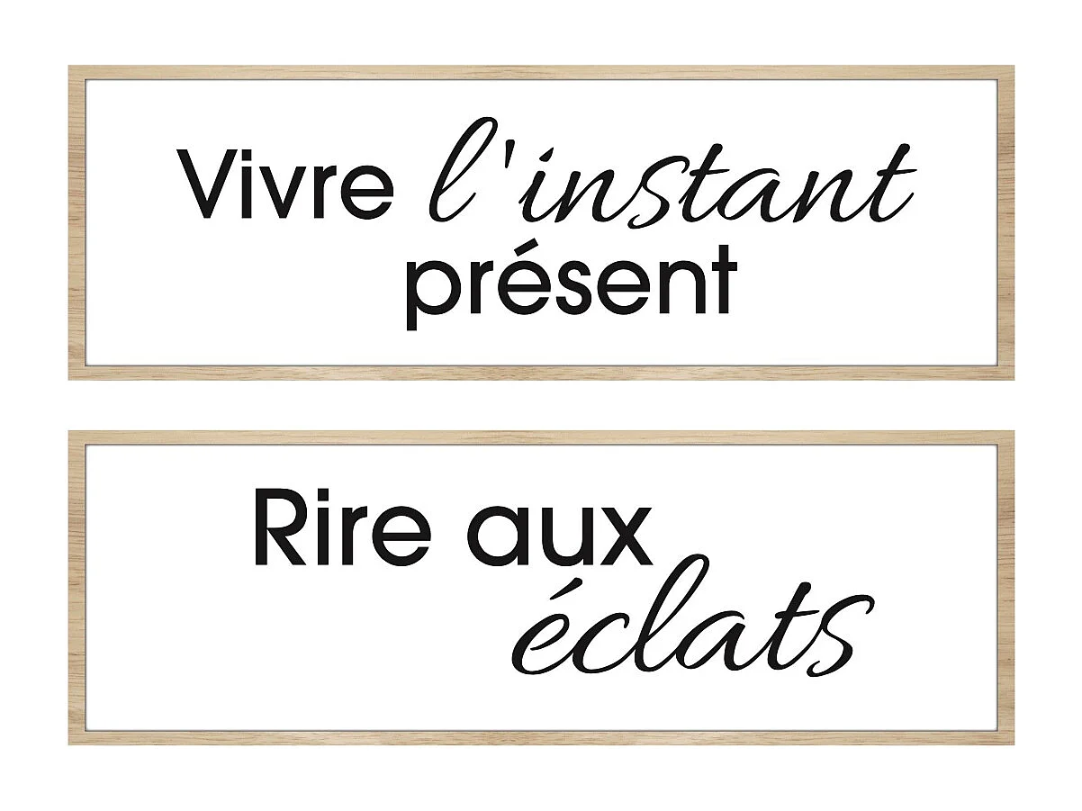 Cadre décoratif slogan 20 x 60 cm (Lot de 2)