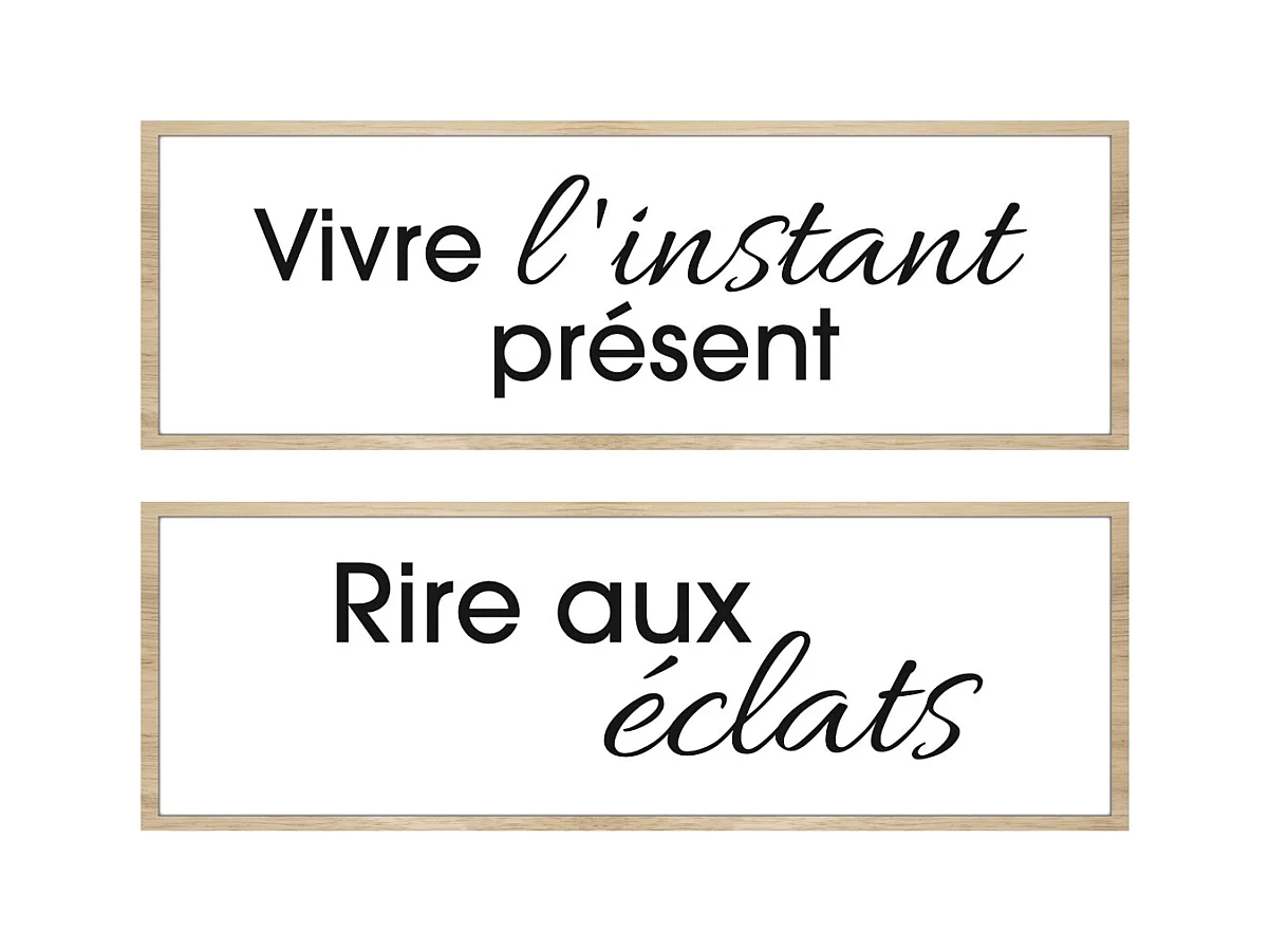 Cadre décoratif slogan 20 x 60 cm (Lot de 2)