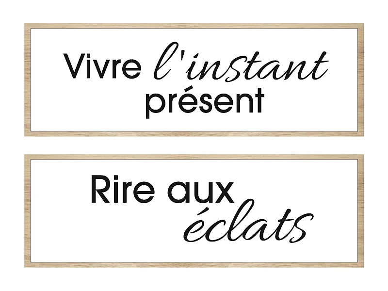 Cadre décoratif slogan 20 x 60 cm (Lot de 2)