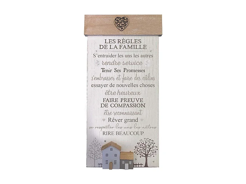 Décoration murale règles de la famille 25 x 50 cm