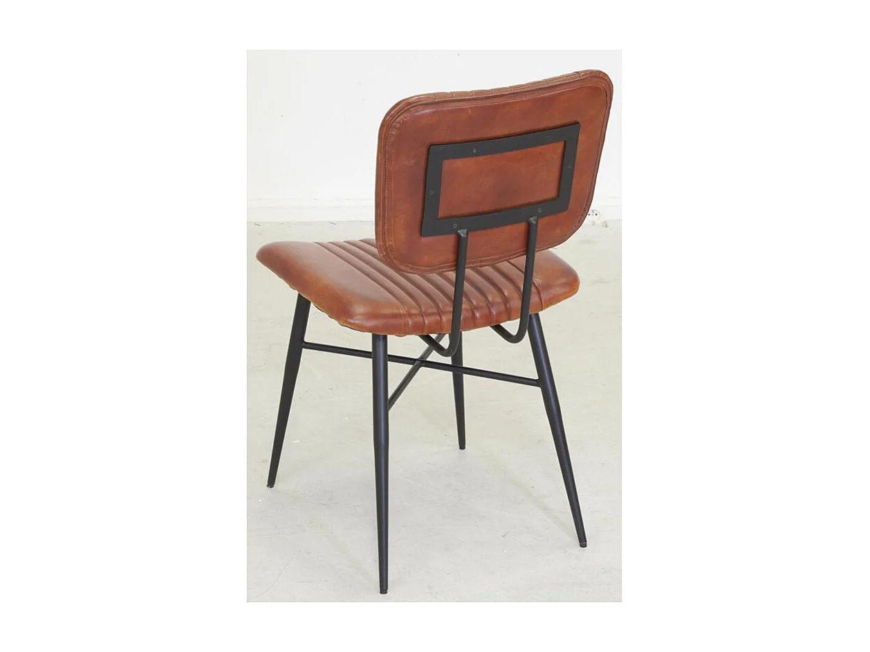 Chaise en cuir cognac et métal
