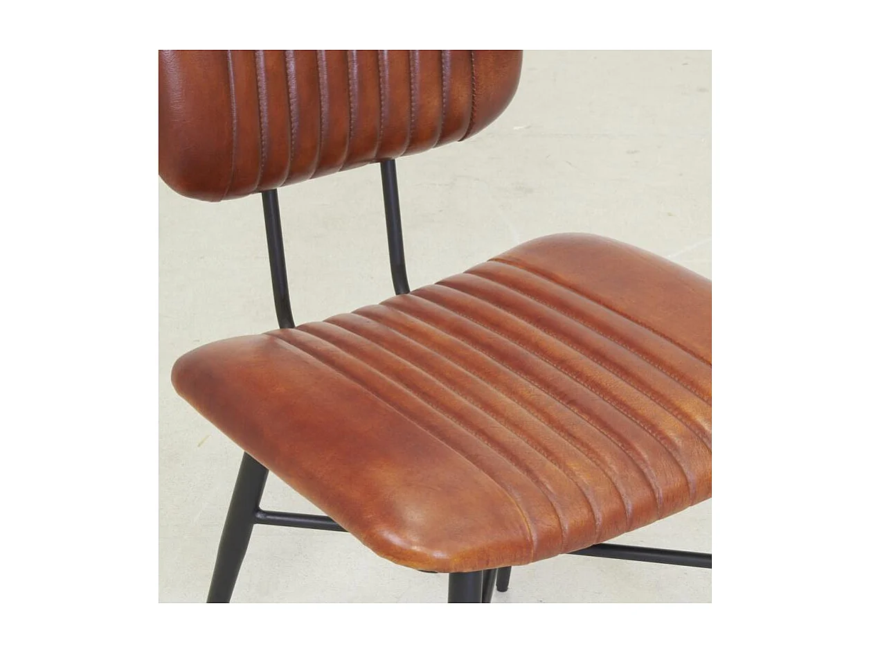 Chaise en cuir cognac et métal
