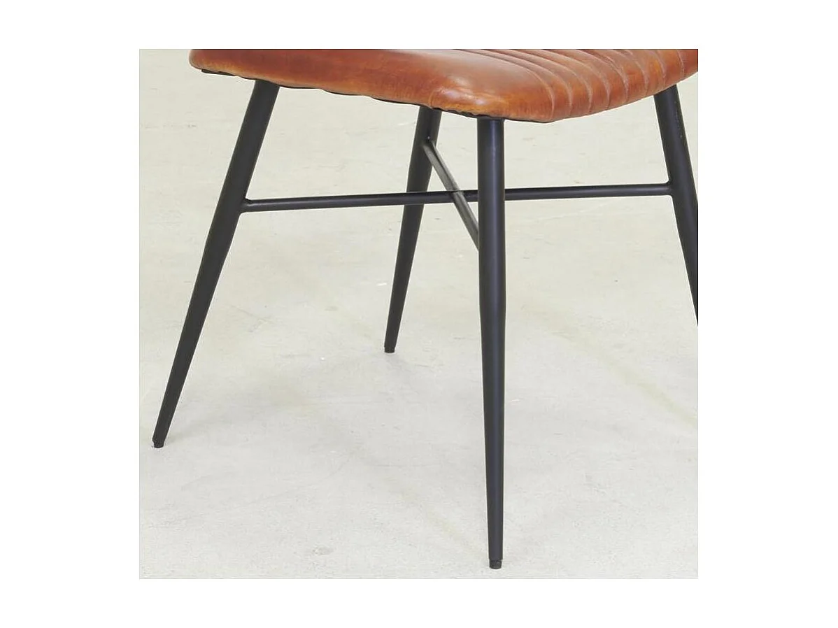 Chaise en cuir cognac et métal