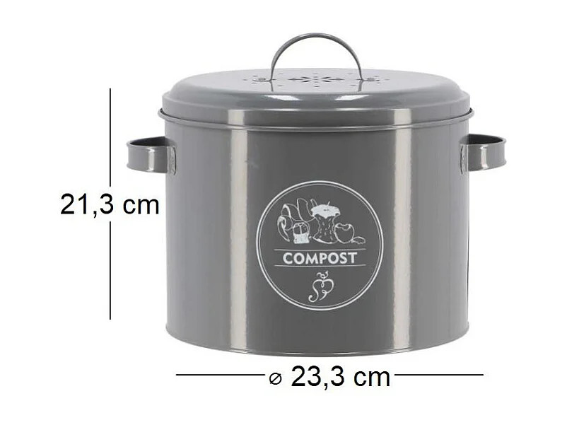 Poubelle de cuisine à compost ronde 6 litres