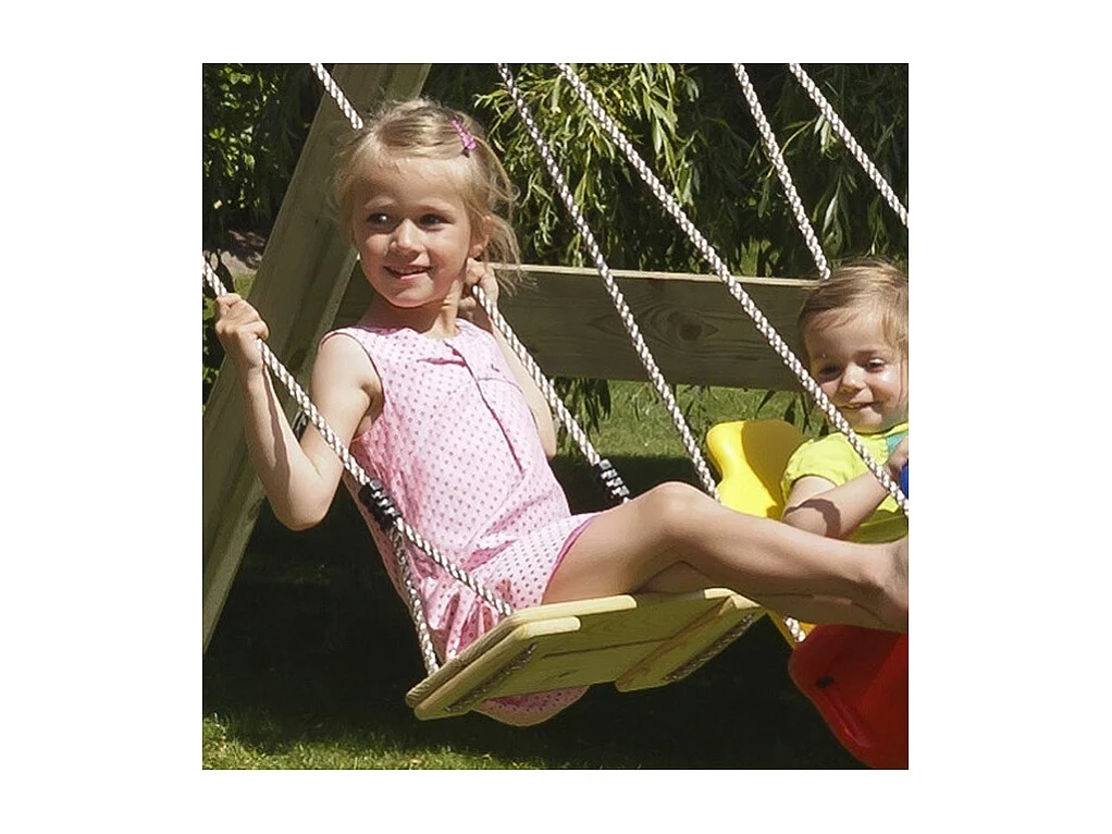 Balançoire bois avec cordes chanvre (Lot de 2)