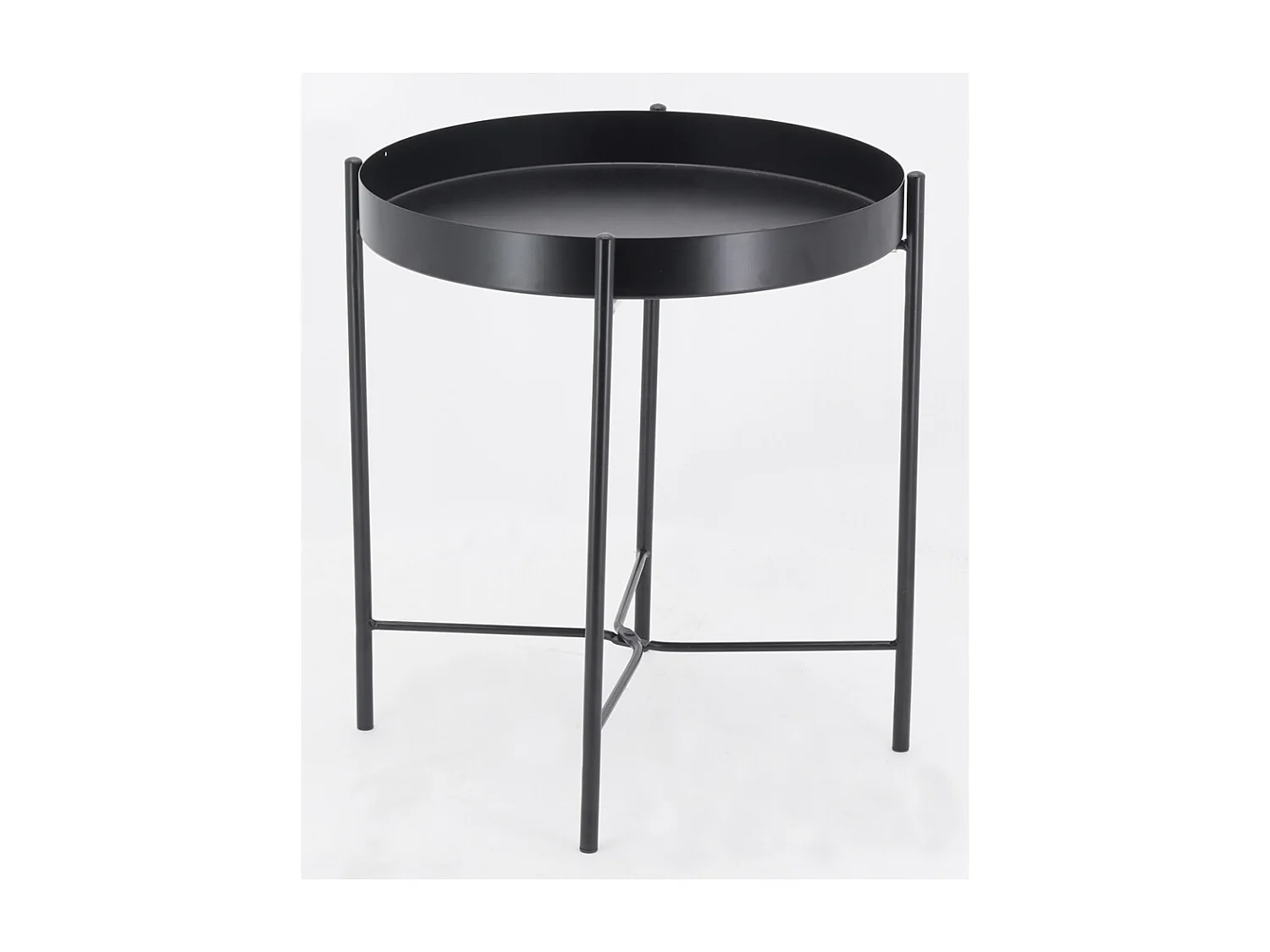 Table ronde en métal et jonc