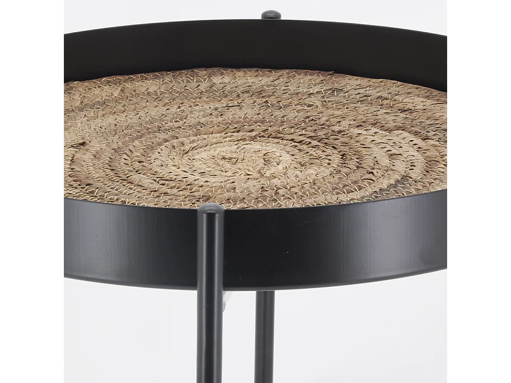 Table ronde en métal et jonc