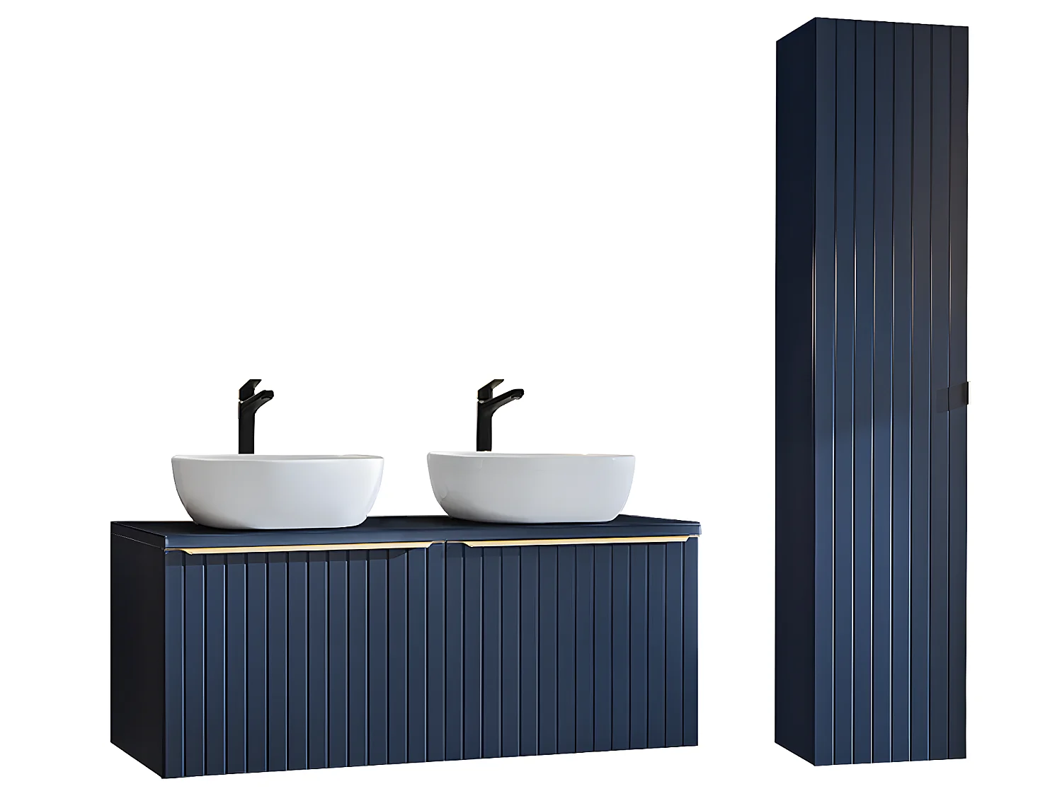 Conjunto de móveis de casa de banho com lavatório duplo Éros azul 120cm