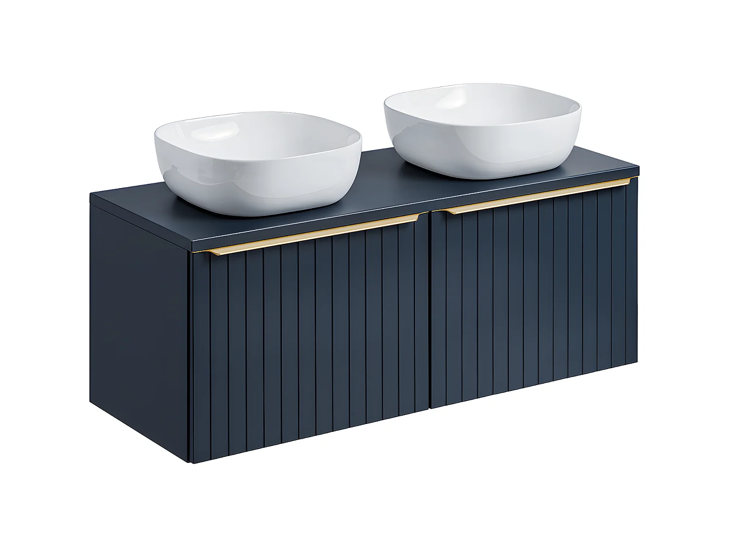 Conjunto de móveis de casa de banho com lavatório duplo Éros azul 120cm