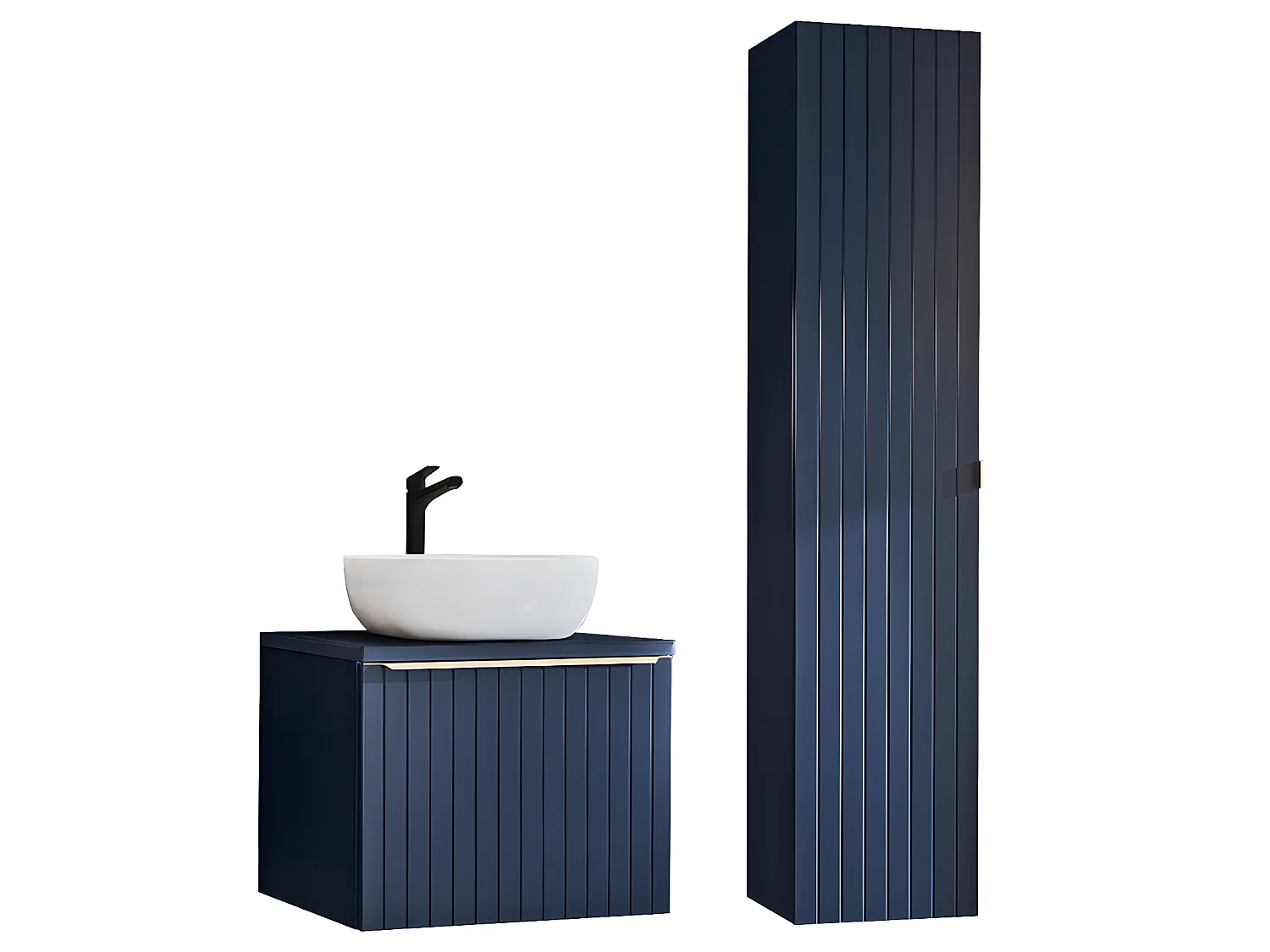 Conjunto de móveis de casa de banho com lavatório Éros azul 60cm