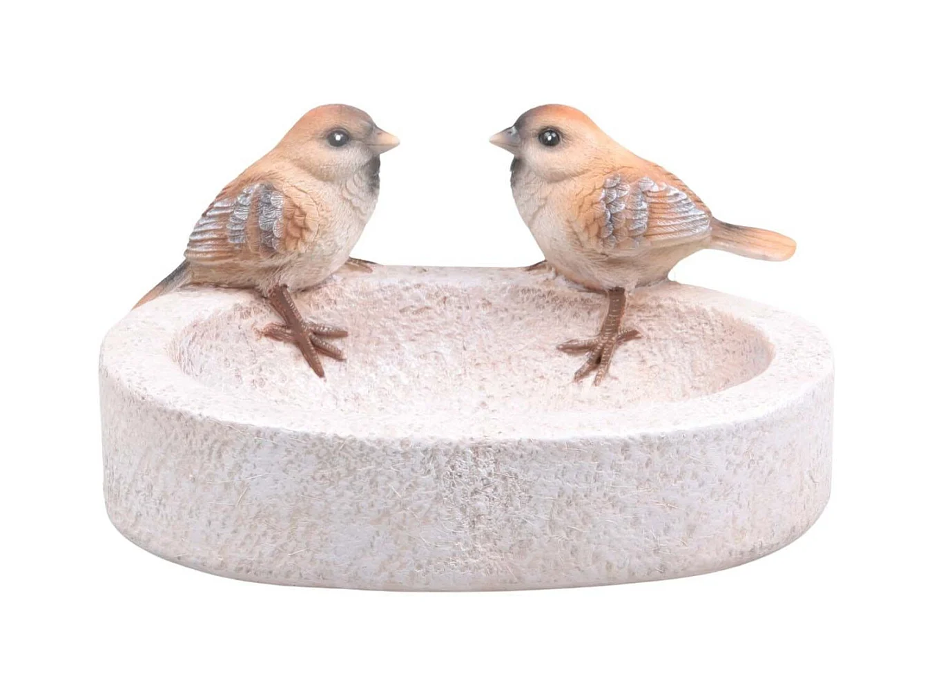 Bain oiseau en résine avec oiseaux 20 x 15 x 10.5 cm Moineau