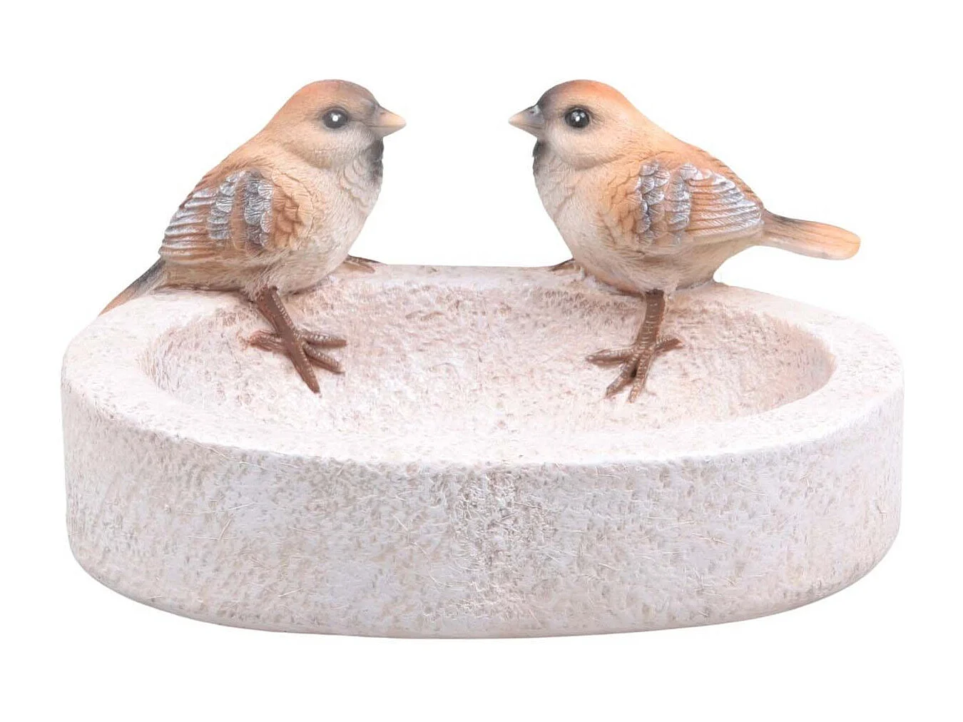 Bain oiseau en résine avec oiseaux 20 x 15 x 10.5 cm Moineau