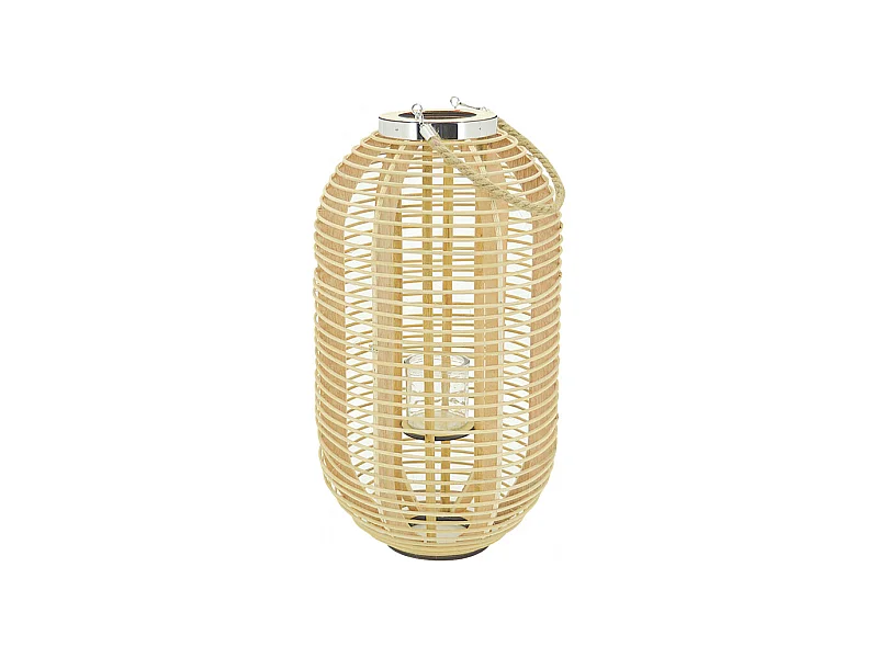 Lanterne en rotin naturel + verre
