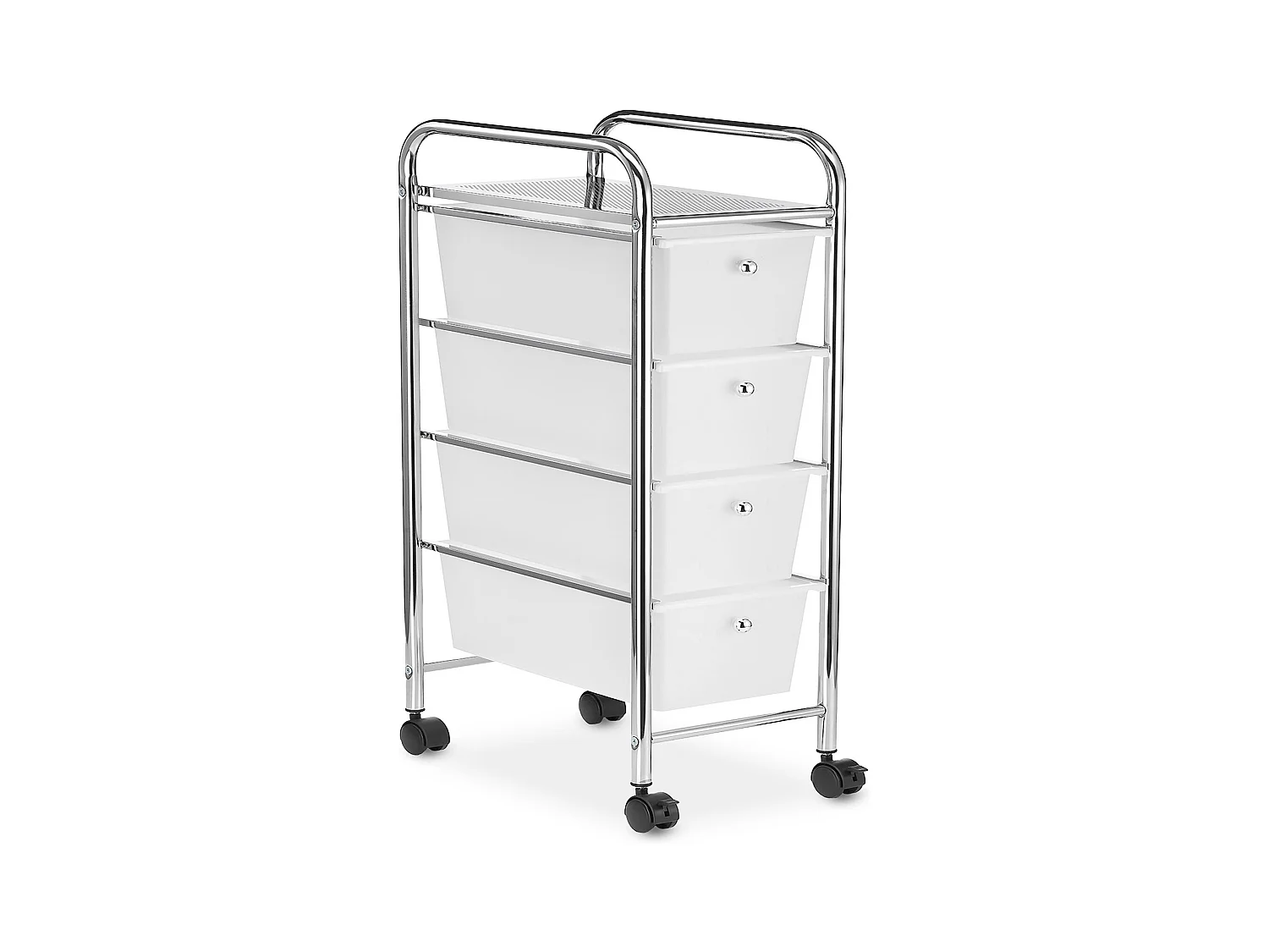 Caisson de rangement sur roulettes GINA, colonne 4 tiroirs et 1 étagère pour salle de bain ou bureau, en plastique et métal